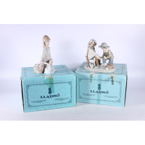 164 - Lladro porcelain figurines 7607 Flower Song (Cancion de Primavera) 18cm tall boxed and 5361 Try This... 