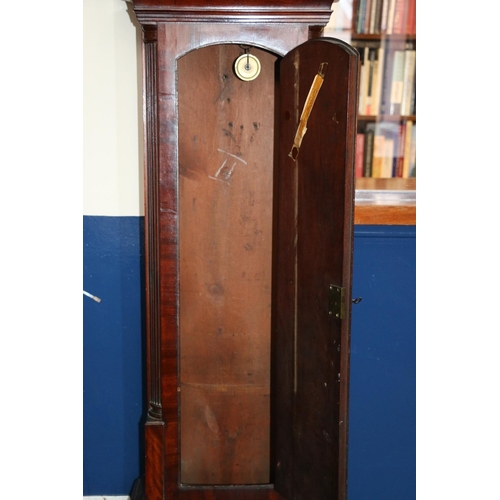 668 - 19th century mahogany long case clock with brass face, inscribed Peter Smitton, London.