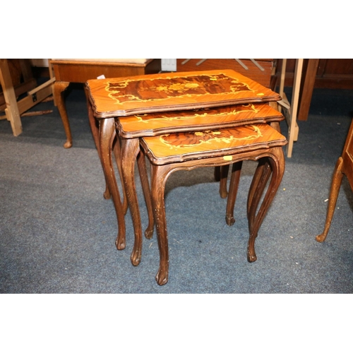 676 - Inlaid marquetry nest of tables.