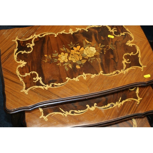 676 - Inlaid marquetry nest of tables.