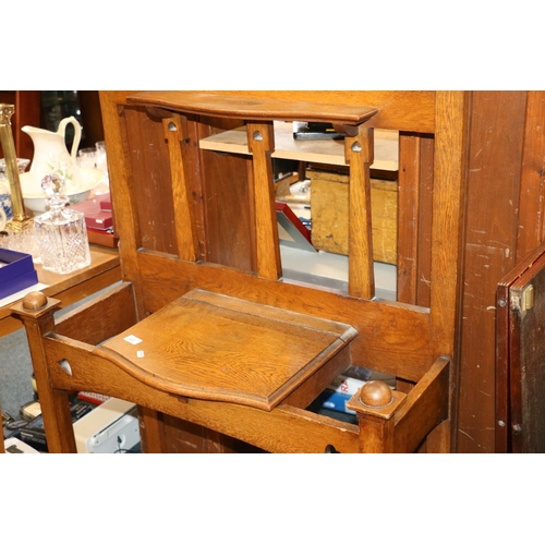 683 - Edwardian Art Nouveau style oak hallstand.