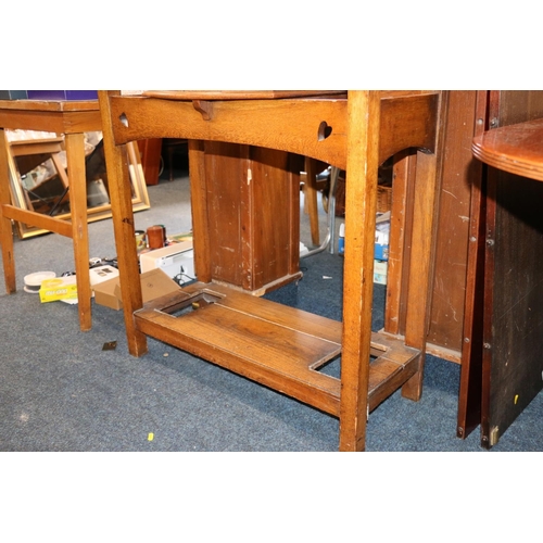 683 - Edwardian Art Nouveau style oak hallstand.