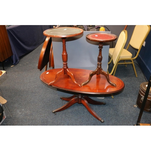 688 - Mahogany coffee table and two tea tables.