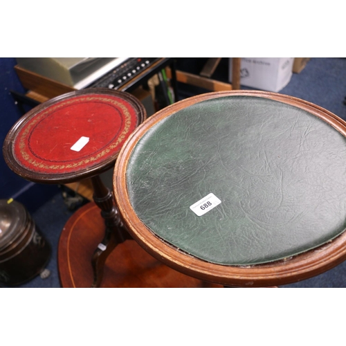 688 - Mahogany coffee table and two tea tables.