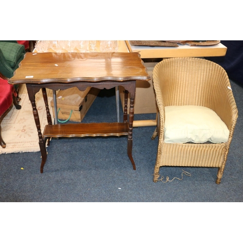 696 - Occasional table and a Lloyd Loom style chair.