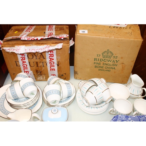 185 - Royal Doulton Counterpoint part teaset and a Ridgway Caprice part teaset, both boxed.