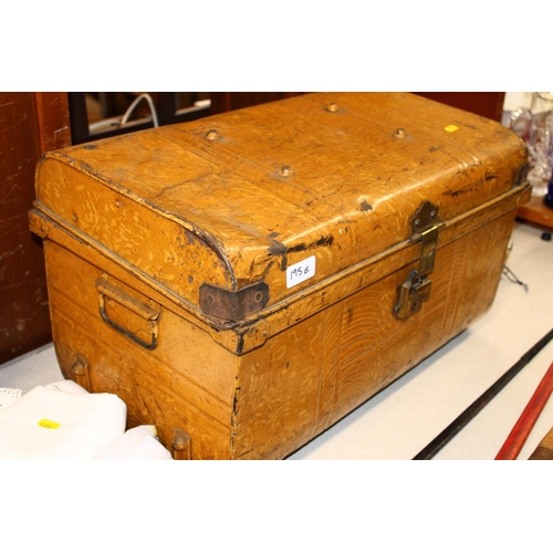 195E - Scumbled metal tin trunk by E Bates of Wolverhampton, a Portobello stoneware hot water bottle and a ... 