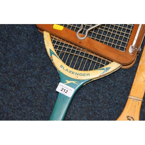 212 - Vintage tennis rackets to include Slazenger, Wilson, etc.