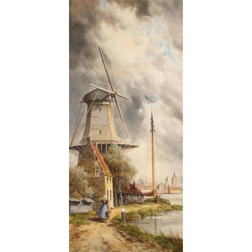 404 - LOUIS VAN STAATEN a.k.a NORRIS FOWLER WILLATT (1836-1909), Dutch windmill scene, watercolour, signed... 