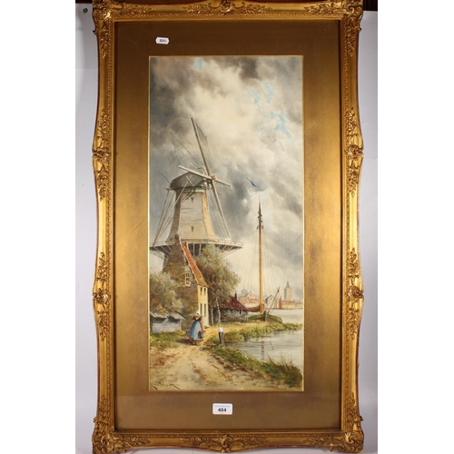 404 - LOUIS VAN STAATEN a.k.a NORRIS FOWLER WILLATT (1836-1909), Dutch windmill scene, watercolour, signed... 