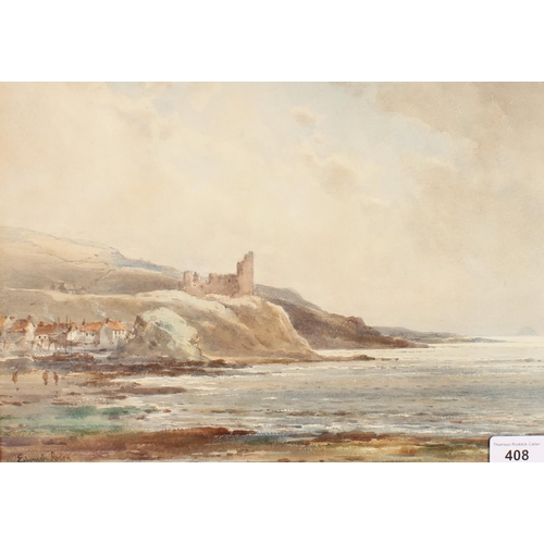 408 - EDWARD TUCKER ARDEN JNR (British 1847-1910), coastal castle, perhaps Dunure Castel with Ailsa Craig ... 