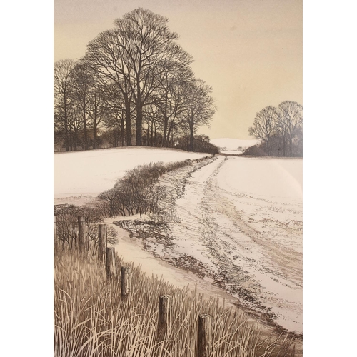 422 - KATHLEEN CADDICK, Melting Snow, artists proof print, signed lower right, 29cm x 24cm, frame 50cm x 4... 