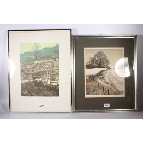 422 - KATHLEEN CADDICK, Melting Snow, artists proof print, signed lower right, 29cm x 24cm, frame 50cm x 4... 