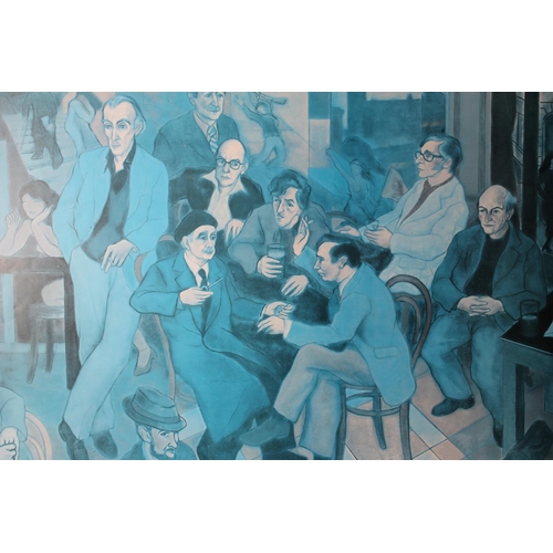 441 - SANDY MOFFAT, Poet's Pub print, 37cm x 50cm, frame 52cm x 62cm and an unsigned oil painting, 49cm x ... 