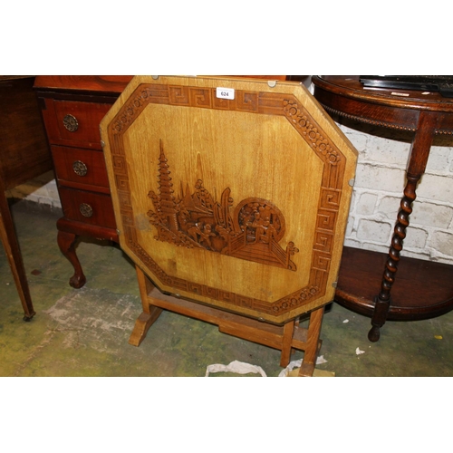 624 - Mid-20th century oriental drop-leaf table with chinoiserie design