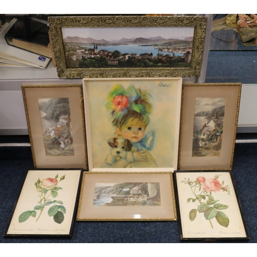 411 - Seven framed prints to include STREV Amanda, C RUSSELL, etc,