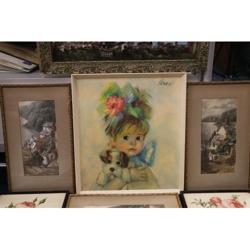 411 - Seven framed prints to include STREV Amanda, C RUSSELL, etc,