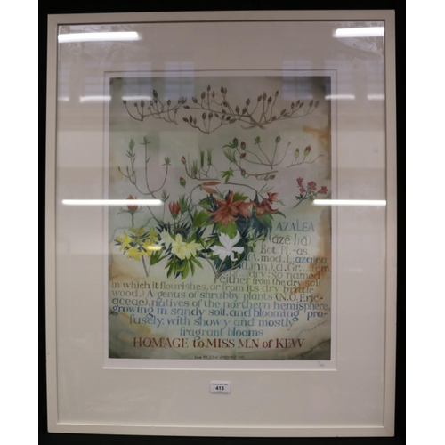 413 - JONAH JONES (Welsh/English 1919-2004), Homage to Miss M N of Kew, limited edition print, number 17/3... 