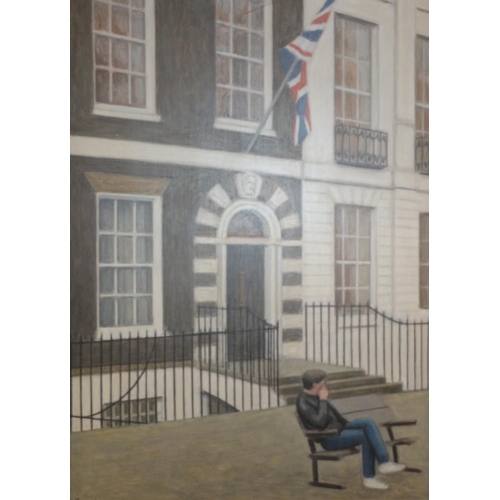 416 - SENIOR, door to the British Embassy, oil painting on board, signed and dated '81 lower left, 62cm x ... 