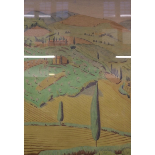 419 - SENIOR, Tuscany landscape with cypress trees, watercolour painting, signed and dated '76 lower right... 