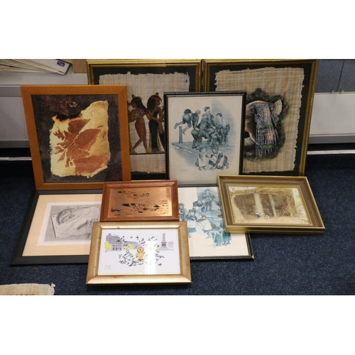 437 - Group of nine framed prints to include RUSSELL FLINT, RONALD EMBLETON, Egyptian Papyrus style etc.