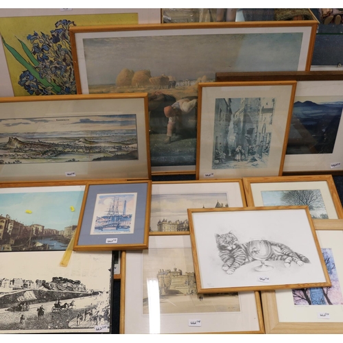 442 - Thirteen framed prints to include VAN GOGH, JEAN FRANCOIS MILLET, CANALETTO etc.