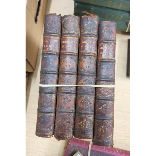 296 - ADDISON JOSEPH.  The Works. 4 vols. Eng. port. frontis & eng. vignette. Old panelled c... 