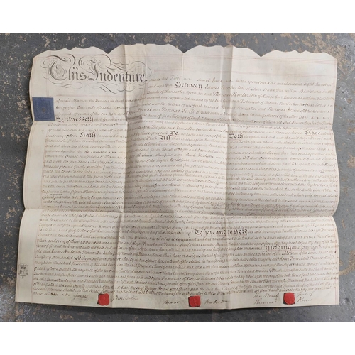 84 - Documents - Ephemera - Lancashire.  Early 19th century. Deeds, leases, etc. on vellum rela... 