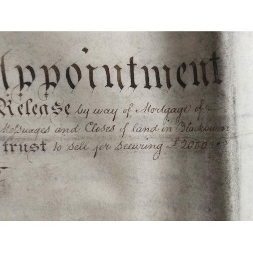 84 - Documents - Ephemera - Lancashire.  Early 19th century. Deeds, leases, etc. on vellum rela... 