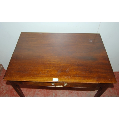 429 - Georgian mahogany writing table with single drawer, on tapered supports, 72cm high, 79cm wide and 53... 