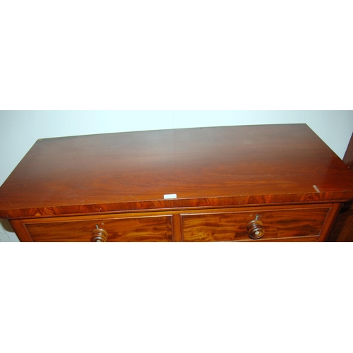 431 - Victorian mahogany chest of two short and three long drawers, with turned handles, on spindle feet, ... 