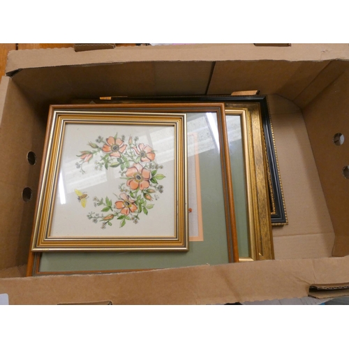 100 - Large box of various prints and needlework pictures.