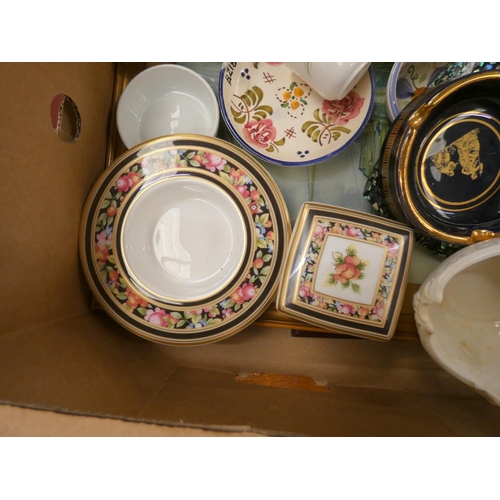 104 - Large box of collectables to include trinket boxes, Wedgwood, Derby etc.