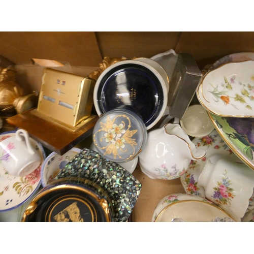 104 - Large box of collectables to include trinket boxes, Wedgwood, Derby etc.