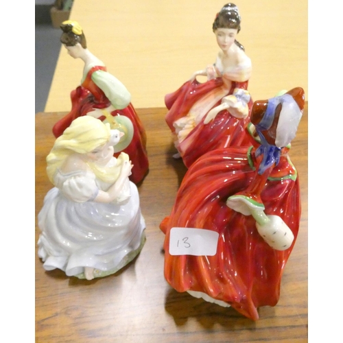 13 - Two Royal Doulton figures, 'My Fair Lady' HN2832 and 'Southern Belle' HN2229, and Coalport 'The Goos... 