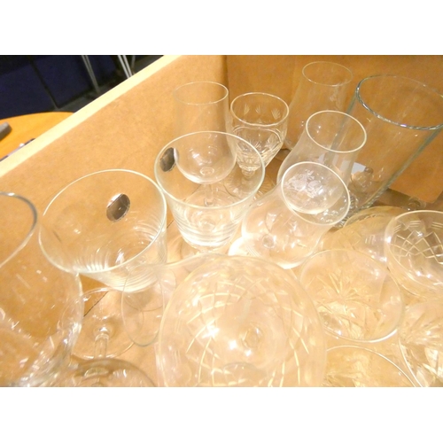 27 - Large box of vintage glassware.