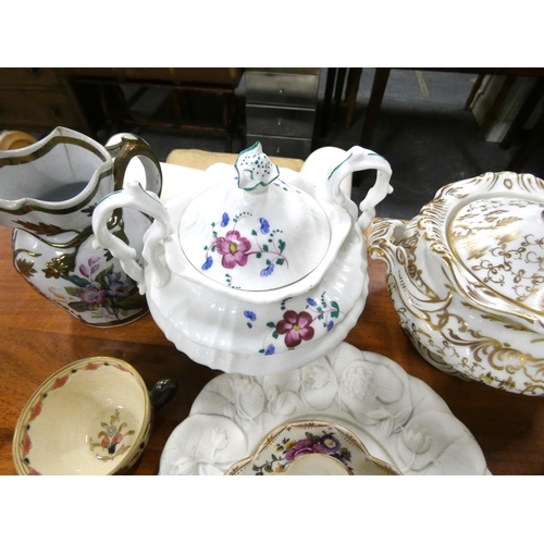 64 - Large box of antique and vintage tea ware to include tea pots.