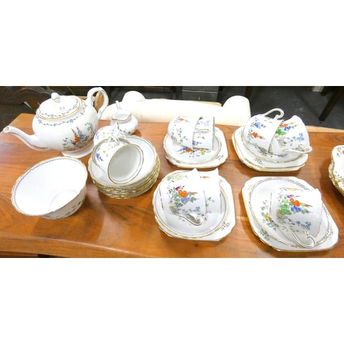 73 - Large Tuscan floral tea set, tea pot a/f.