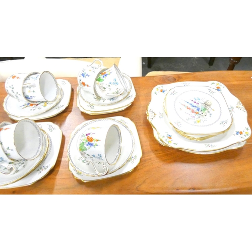 73 - Large Tuscan floral tea set, tea pot a/f.