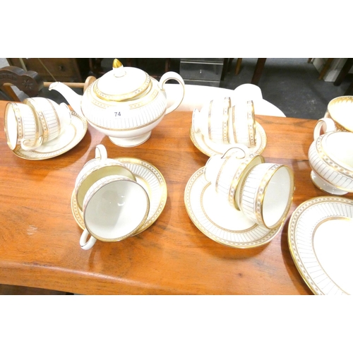 74 - Wedgwood Colonnade large tea set, gold and cream.