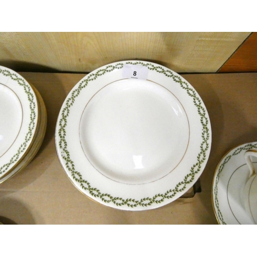 8 - Crown Staffordshire tea set, green and gold floral sprays, manufactured for Harrods.