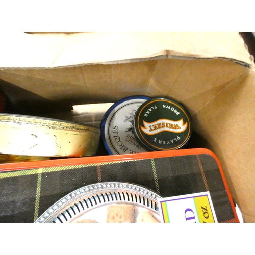 93 - Large box of vintage and other tins.