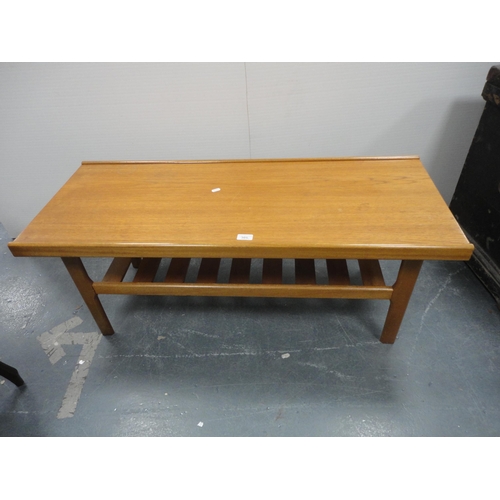 322 - Teak coffee table and a mahogany piecrust-edge window table.  (2)