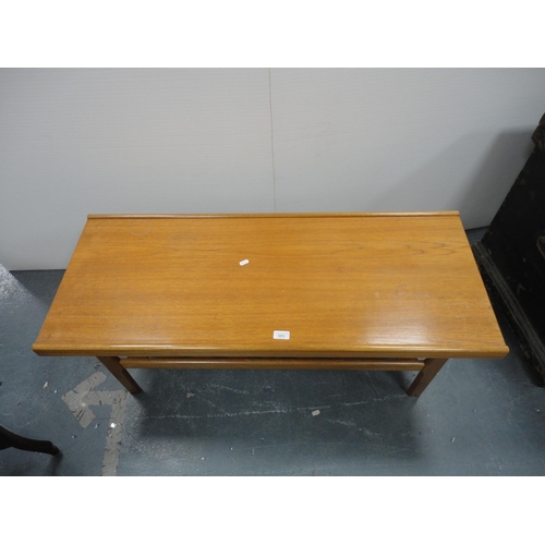 322 - Teak coffee table and a mahogany piecrust-edge window table.  (2)