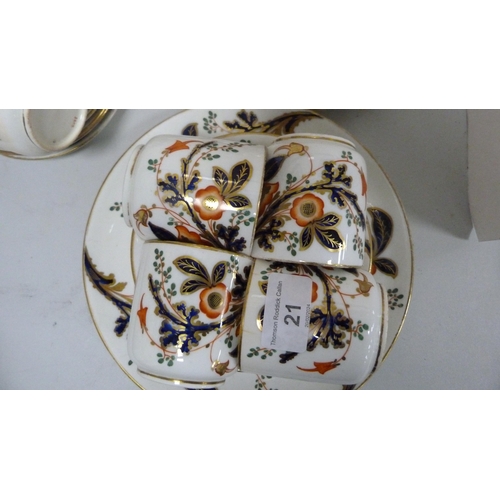 21 - Imari floral decorated part tea set.