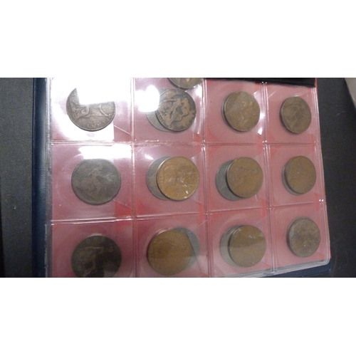 240 - Folder of British pre-decimal coinage, various denominations, and commemorative coins.