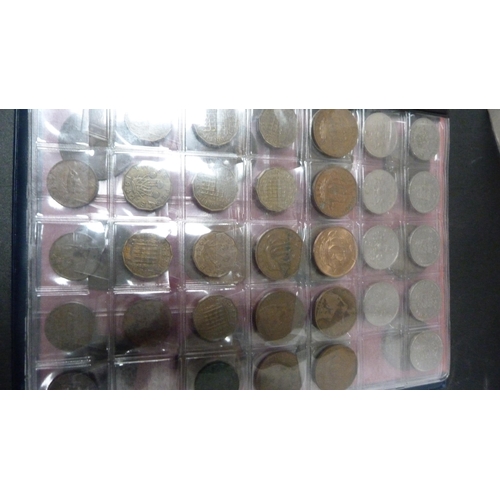 240 - Folder of British pre-decimal coinage, various denominations, and commemorative coins.