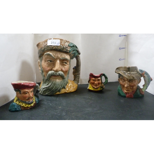 258 - Large Royal Doulton character jug modelled as Robinson Crusoe, small Royal Doulton character jug 'Th... 