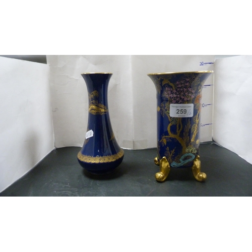 259 - Two Wilton Ware vases, one example decorated in colourful enamels.  (2)