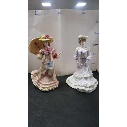 261 - Royal Doulton figure 'Springtime', HN 3477, and a Coalport figure 'Louisa at Ascot' from the Golden ... 